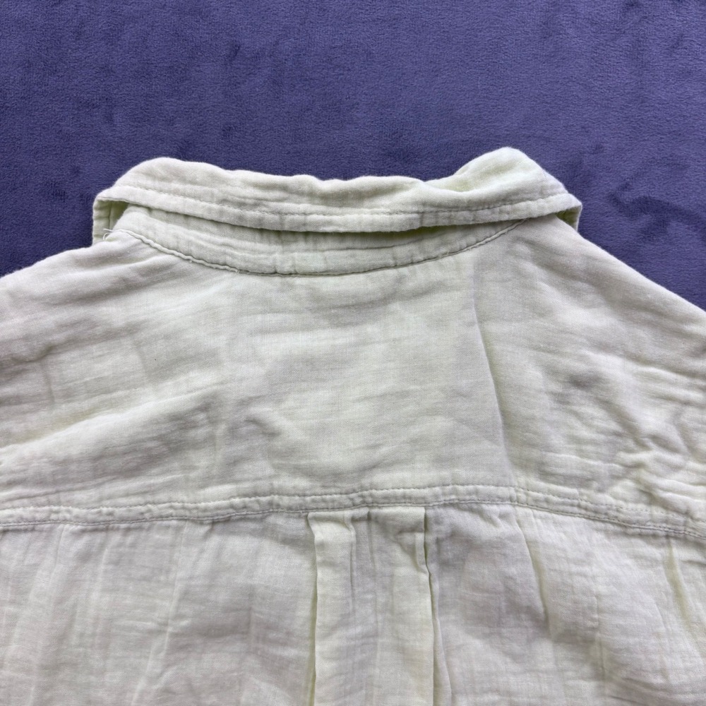 St Johns Bay Womens XS Lime Green Cotton Gauze Tunic Button Down Shirt - Picture 6 of 7